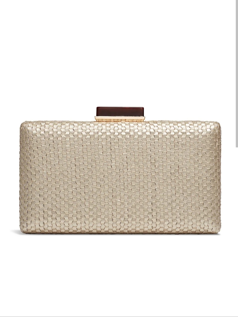 Sondra Roberts Gold Woven Box Clutch